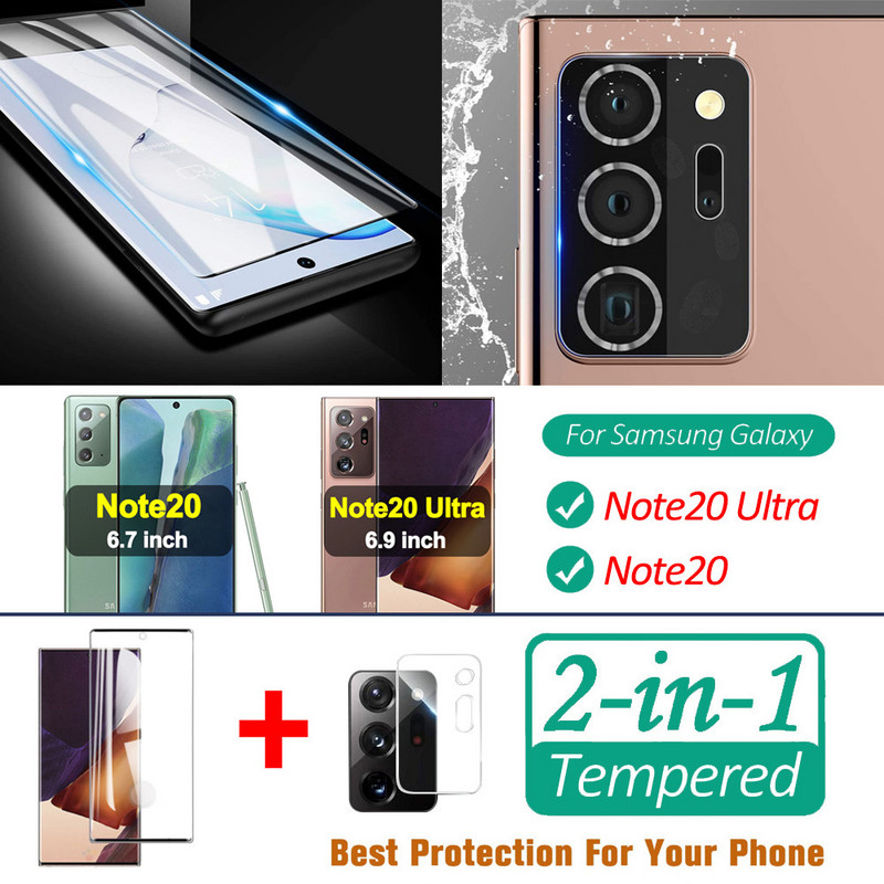 2 σε 1 σκληρυμένο γυαλί Για Samsung galaxy Note 20 ultra 10 plus Προστατευτικό οθόνης μεμβράνης φακού κάμερας σε Samsung note 20 ultra glass