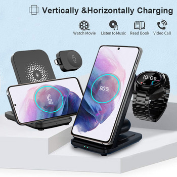 Βάση ασύρματης φόρτισης 3 σε 1 Για Samsung Galaxy Watch 3/4 Active 2/1 S22 Ultra S21 S20 Γρήγορη φόρτιση για Samsung Watch 4