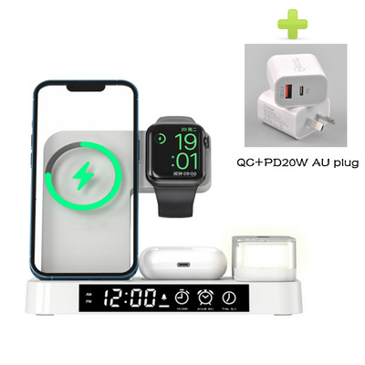 HAAYOT belaidis įkroviklis su žadintuvu, skirtas iPhone 14 Samsung greito įkrovimo stotis su naktine lempute, skirtas Apple iwatch 7 AirPods