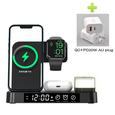 HAAYOT belaidis įkroviklis su žadintuvu, skirtas iPhone 14 Samsung greito įkrovimo stotis su naktine lempute, skirtas Apple iwatch 7 AirPods