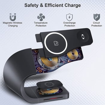 Βάση ασύρματων φορτιστών 4 σε 1 για iPhone 14 13 12 Pro Max Mini Magnetic Charging Dock Station for Airpods Apple Watch 8 Charger