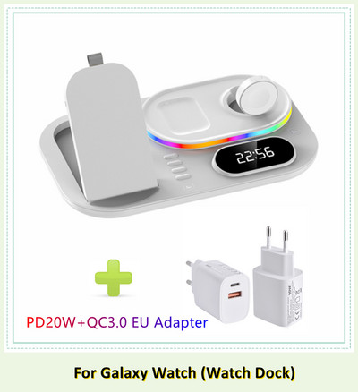 4 vienā ātrā bezvadu lādētāja statīvs 30 W Samsung Galaxy S22 Ultra S21 Z Flip 3 pulkstenim 4 Classic Active 1 2 LTE Buds 2 Pro Live