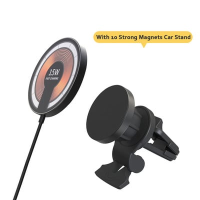 Padalinto dizaino magnetinis belaidis greitas įkroviklis su automobilinio telefono laikikliu, skirtas iPhone 14 Plus 13 12 Pro Max Magsafe įkrovimo magnetams 15W