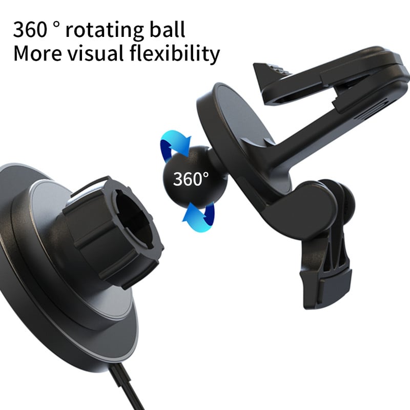 Padalinto dizaino magnetinis belaidis greitas įkroviklis su automobilinio telefono laikikliu, skirtas iPhone 14 Plus 13 12 Pro Max Magsafe įkrovimo magnetams 15W