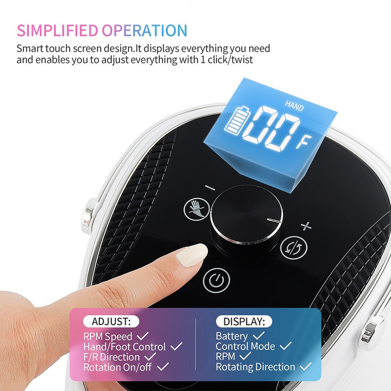 Belaidė nagų gręžimo mašina 35000 RPM įkraunama nagų gręžimo mašina profesionali nagų dailės manikiūro įrangos rinkinio dildė pjaustyklė