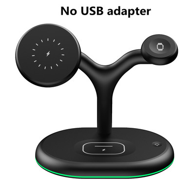 Trīs vienā magnētiskais bezvadu lādētāja statīvs 15 W ātrās uzlādes stacija priekš Magsafe iPhone 13 12 Pro Max Apple Watch SE 7 6 5 4 AirPods