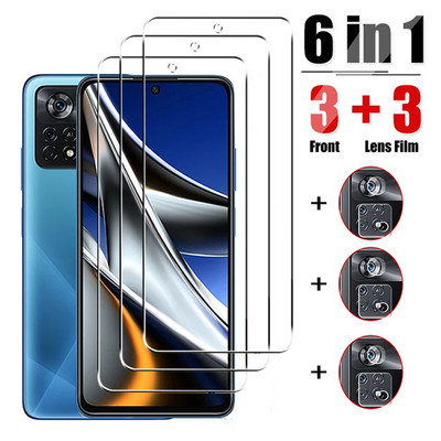 6 viename fotoaparato objektyvo apsauginis grūdintas stiklas, skirtas Xiaomi Poco X4 X3 Pro X4 NFC ekrano apsauginė plėvelė ant Poco X4 Pro 5G stiklo