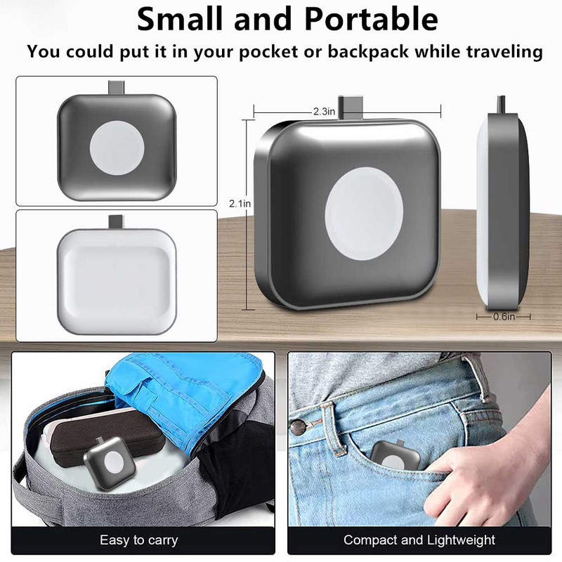 Skirtas Apple Watch įkrovikliui Nešiojamo belaidžio įkroviklio dokas 2 viename Apple Watch Series 7/6/5/SE/Airpods Pro Magnetinis USB-C įkroviklis