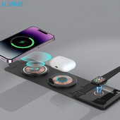 15W 3 u 1 magnetski bežični punjač, podloga za stalak, sklopiva za iPhone 14 13 12 11 Pro Airpods Pro iWatch 8 7 Stanica za brzo punjenje