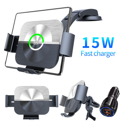 15 W dvigubos ritės Qi belaidžio automobilinio įkroviklio veidrodinio tvirtinimo laikiklis, suderinamas su Samsung Galaxy Z Fold4 Fold3 Z Fold2 Fold S22U Note 20