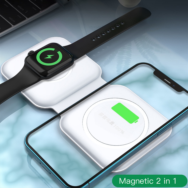 2 u 1 magnetski bežični punjač za Macsafe Apple iPhone 13 12Pro Max sklopivi Maxsafe punjač za Apple Watch Airpods Pro