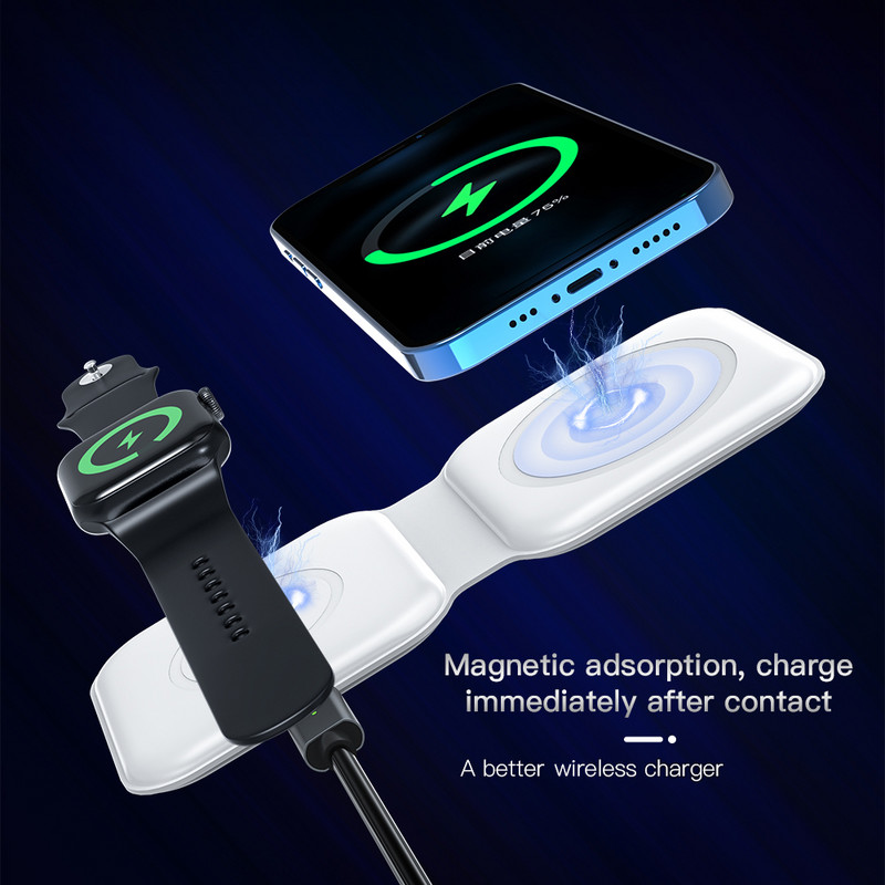 2 u 1 magnetski bežični punjač za Macsafe Apple iPhone 13 12Pro Max sklopivi Maxsafe punjač za Apple Watch Airpods Pro