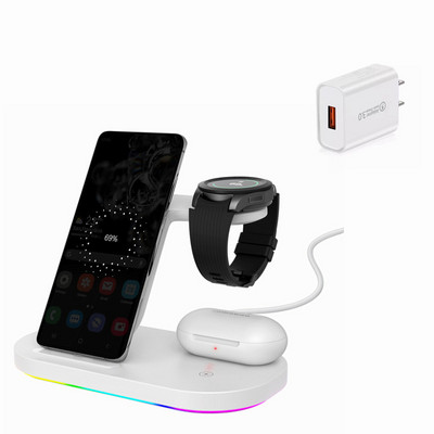 15 W ātra uzlāde Samsung Z Fold3 Z Flip3 S21 S20 Galaxy Watch 4 3 Active 2 Gear S3 S4 Buds 3 In 1 bezvadu lādētāju stacija