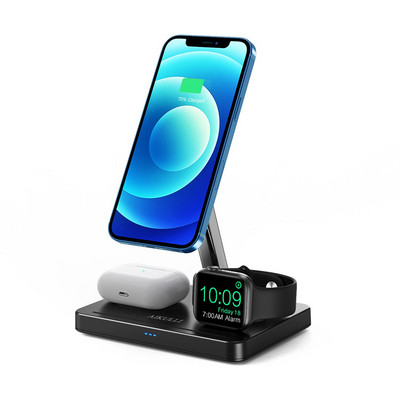 3 u 1 magnetski stalak za bežični punjač 15 W stanica za brzo punjenje za Magsafe iPhone 14 13 12 Pro Max/Mini Apple Watch 7 AirPods
