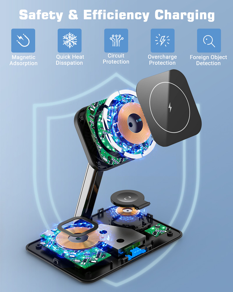 3 u 1 magnetski stalak za bežični punjač 15 W stanica za brzo punjenje za Magsafe iPhone 14 13 12 Pro Max/Mini Apple Watch 7 AirPods