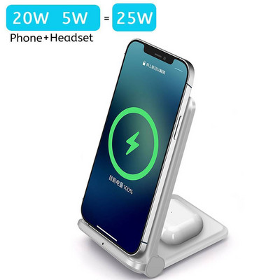 Suport de încărcare fără fir FDGAO 25W Stație de încărcare rapidă pentru iPhone 14 13 12 11 Pro XS XR X 8 Apple Watch 8 7 6 5 4 AirPods 3 Pro