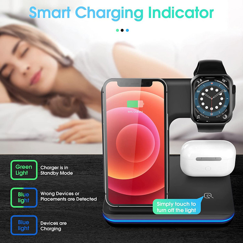 FDGAO 3 u 1 bežični punjač za iPhone 14 13 12 Pro Max Mini 11 XS XR X 8 Brzo punjenje za Apple Watch 8 7 6 Airpods 3 držač