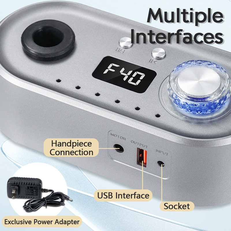 Mașină electrică de găurit unghii, 40000 rpm, cu modul de pauză, cu vibrații reduse, freză pentru manichiură profesie, pentru utilizarea în salonul de unghii acrilice
