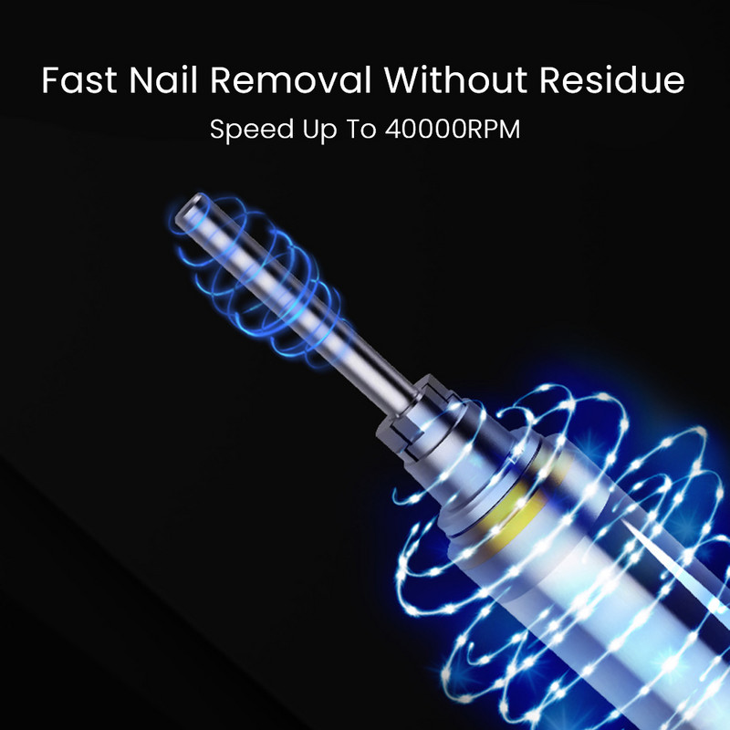 40000 RPM įkraunamas bešepetis nagų gręžimo manikiūras Profesionalus bešepetis variklis, skirtas gelinio lakavimo nagų šlifuokliui nagų dailės įrangai