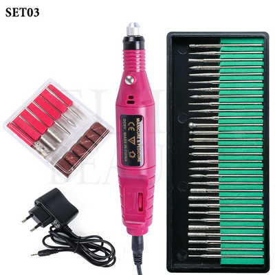 Set de mașini de găurit electrice profesionale pentru unghii, freză, manichiură, pedichiură, pentru îndepărtarea gelului de unghii, echipament de șlefuire FBHBS-011P