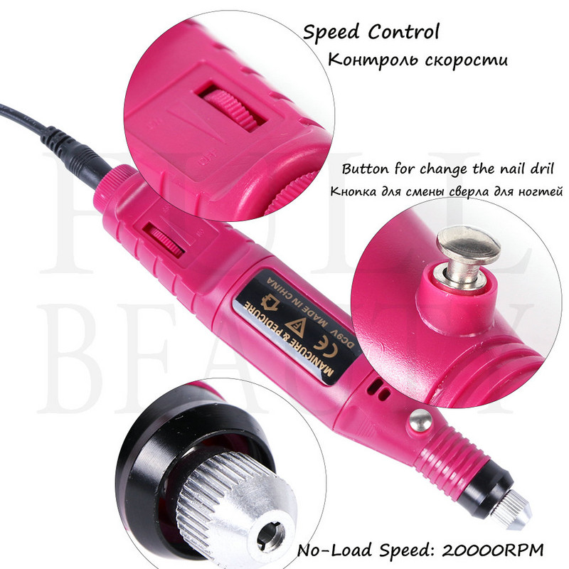 Set de mașini de găurit electrice profesionale pentru unghii, freză, manichiură, pedichiură, pentru îndepărtarea gelului de unghii, echipament de șlefuire FBHBS-011P