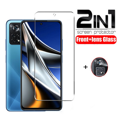 Προστατευτικό οθόνης για Xiaomi Poco X4 Pro 2 σε 1 Tempered Glass Φιλμ φακού κάμερας Προστατευτικό γυαλί σε γυαλί Xiaomi Poco X4 5G Pro