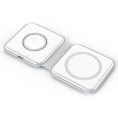 2 vienā 15 W magnētiski salokāms pārnēsājams bezvadu lādētājs iPhone 14 13 12 Pro Max mini X 8 AirPods Pro 3 Apple Watch 8 7 SE 6