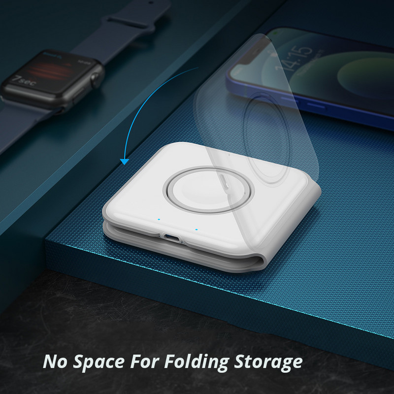 2 u 1 15 W magnetski sklopivi prijenosni bežični punjač za iPhone 14 13 12 Pro Max mini X 8 AirPods Pro 3 Apple Watch 8 7 SE 6