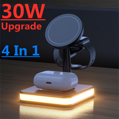 30W 3 în 1 încărcător magnetic fără fir Stand Dock pentru iPhone 13 12 Pro Max Mini Apple iWatch 7 6 Airpods Stație de încărcare rapidă