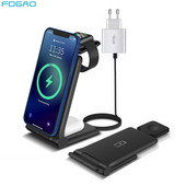 3 u 1 15 W bežični punjač za Samsung S20 S10 Dock Pad za brzo punjenje za iPhone 14 13 12 11 XS XR 8 Airpods Pro Apple Watch 7