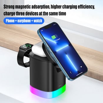 3 σε 1 Macsafe Cube Charger Sradle Μαγνητική ασύρματη βάση Σταθμός γρήγορης φόρτισης για iPhone 14 13 12 Pro Max AirPods Apple Watch