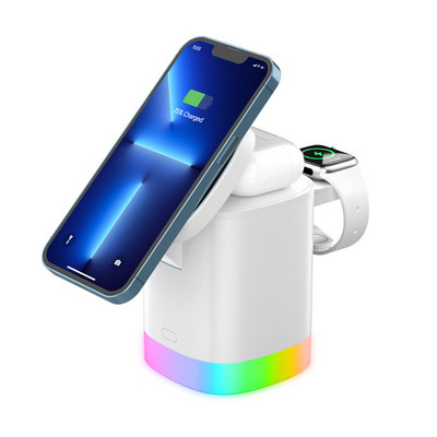 3 σε 1 Macsafe Cube Charger Sradle Μαγνητική ασύρματη βάση Σταθμός γρήγορης φόρτισης για iPhone 14 13 12 Pro Max AirPods Apple Watch