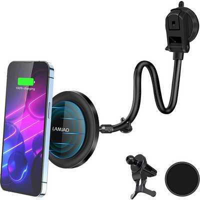 15 W mágneses vezeték nélküli autós töltőtartó iPhone 12mini 12 Pro Max Magsafing gyorstöltő vezeték nélküli töltő autós telefontartóhoz