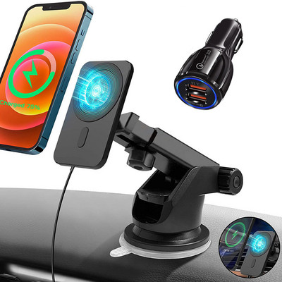 15 W mágneses vezeték nélküli autós töltőtartó iPhone 12mini 12 Pro Max Magsafing gyorstöltő vezeték nélküli töltő autós telefontartóhoz