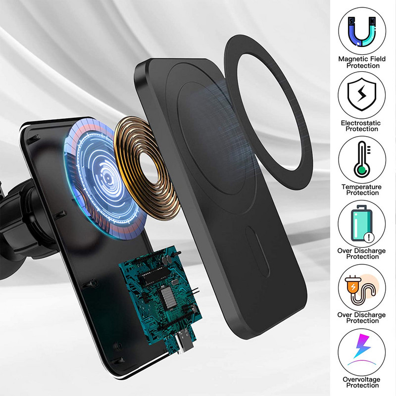 15 W mágneses vezeték nélküli autós töltőtartó iPhone 12mini 12 Pro Max Magsafing gyorstöltő vezeték nélküli töltő autós telefontartóhoz