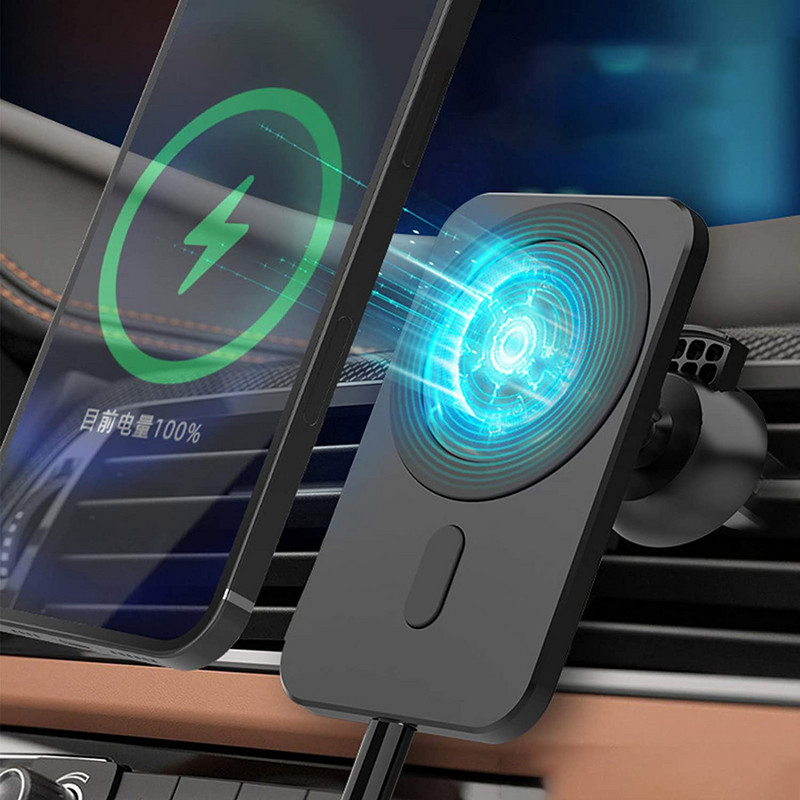 15 W mágneses vezeték nélküli autós töltőtartó iPhone 12mini 12 Pro Max Magsafing gyorstöltő vezeték nélküli töltő autós telefontartóhoz