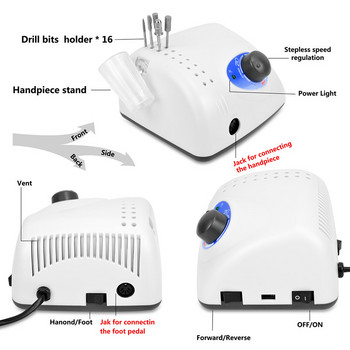 65W 45K Strong 204 210 90 102L 105L Micro Motor Brushless Nail Drills Μηχανή μανικιούρ πεντικιούρ Ηλεκτρικά μπιτάκια λίμας