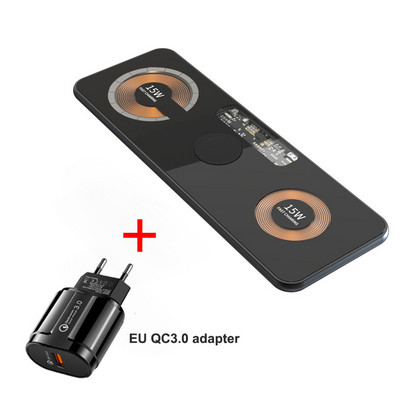 30W magnetski bežični punjač 3 u 1 stalak s dvostrukom podlogom od 15 W za iPhone 14 13 12 Pro/Airpod 3/iWatch 8 7 Transparent Qi brzi punjači