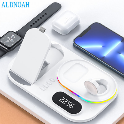 База за безжично зарядно 4 в 1 за iPhone 13 12 11 Pro Max XS XR Max 30W докинг станция за бързо зареждане за Apple Watch Airpods Pro