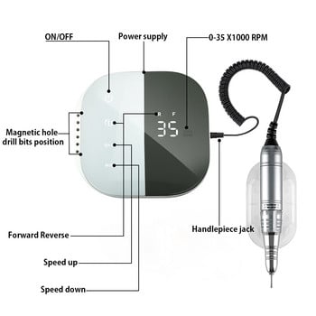 35000rpm Ηλεκτρικό τρυπάνι νυχιών Επαγγελματική μηχανή νυχιών Ισχυρή μηχανή μανικιούρ Συσκευή για μανικιούρ για κομμωτήριο στο σπίτι