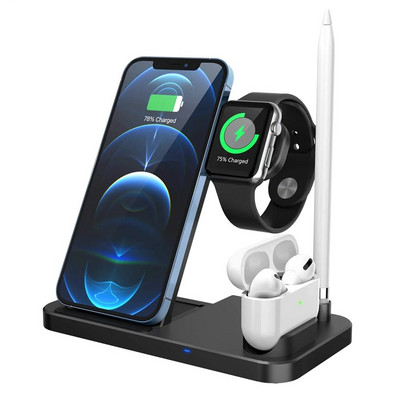 Vezeték nélküli töltő 4 az 1-ben állomás iPhone 13 12 11 Pro XS XR X 8 gyorstöltő dokkolóállványhoz Apple iWatch 6 AirPods ceruzához
