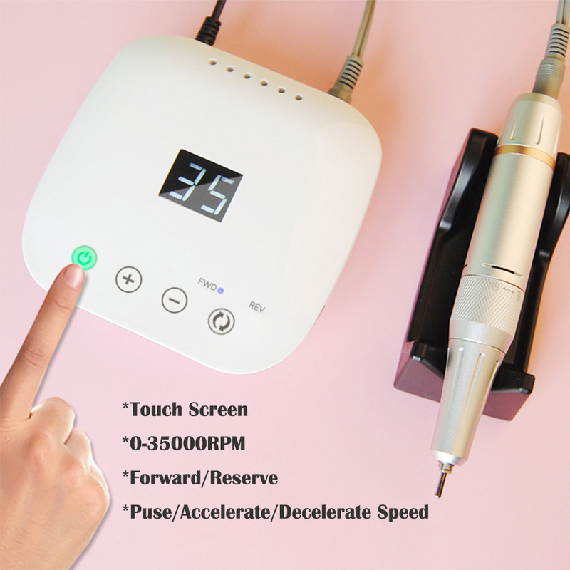 Körömfúrógép 35000RPM elektromos körömcsiszoló LCD kijelző Érintővezérlésű körömmarógép akril gél köröm otthoni szalonhoz