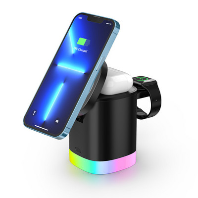 3 в 1 Macsafe Cube Charger Sradle Магнитна безжична стойка Станция за бързо зареждане за iPhone 14 13 12 Pro Max AirPods Apple Watch