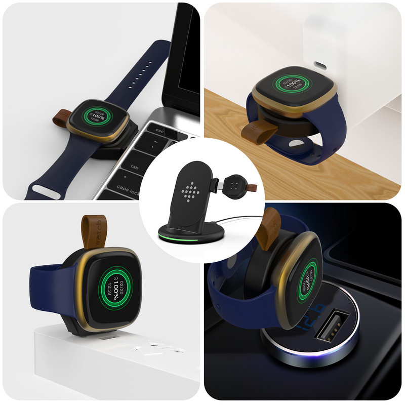 Nabíjačka 3 v 1 pre Fitbit Sense / Sense 2 / Versa 4 / 3, bezdrôtové nabíjanie kompatibilné s iPhone 14/13 Pro, Samsung Galaxy S22/21/Note20