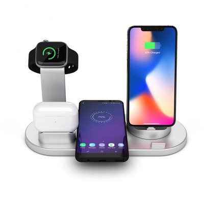 Безжично зарядно устройство три в едно, подходящо за iPhone, Android, мобилен телефон, Samsung, Apple Watch Слушалки, Скоба за безжично зарядно устройство