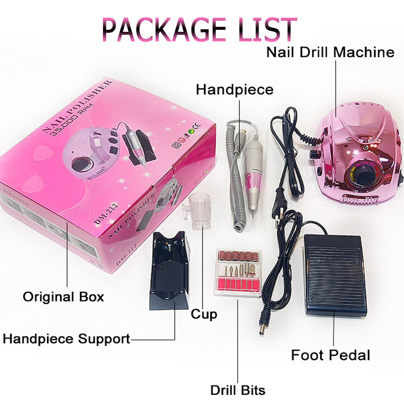 Professzionális körömfúró gép elektromos polírozó Lcd digitális kijelző 35000rpm körömszalon csiszoló pedikűr fúrófejkészlet