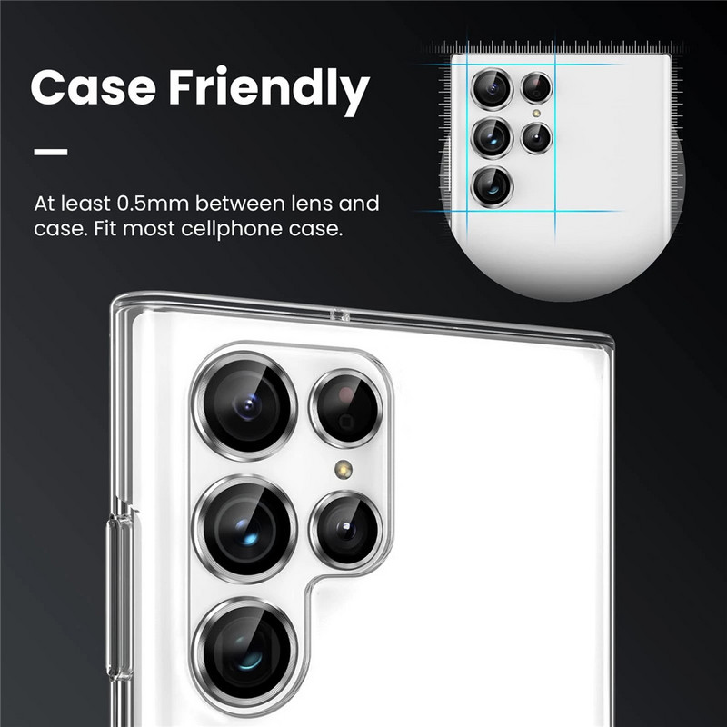 Metalni prsten od legure, kaljeno staklo za Samsung Galaxy S22 Ultra Zaštitna folija za objektiv fotoaparata Film za Samsung S22 ultra dodatna oprema