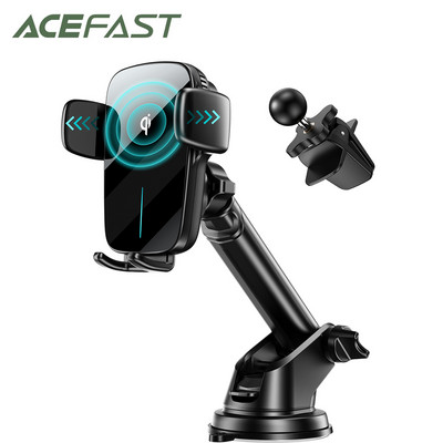 ACEFAST bezvadu automašīnas lādētājs 15 W Qi ātrās uzlādes automātiskā izlīdzināšana un automātiska piesprādzēšana tālruņa lādētājs informācijas paneļa gaisa ventilācijas atveres vējstikla turētājs