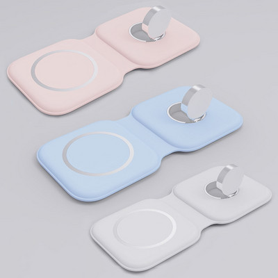 15 W salokāms Macsafe Duo lādētājs iPhone Apple Watch Airpods Dual Macsafe uzlādes stacijas ātrie Qi magnētiskie bezvadu lādētāji
