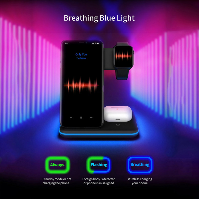 FDGAO 20W bežični punjač za iPhone 14 13 12 11 XS Max XR X 8 3 u 1 stalak za brzo punjenje za Apple Watch 8 7 SE 6 Airpods Pro